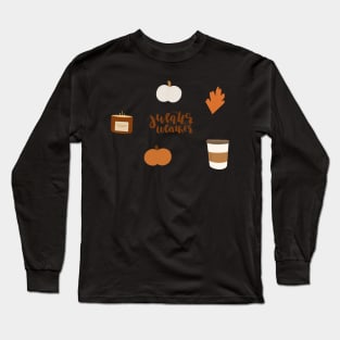 fall illustration pack with pumpkins, coffee, and leaves for autumn Long Sleeve T-Shirt